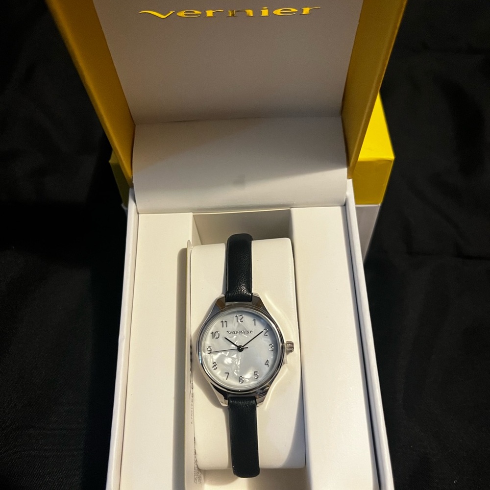 Vernier Women's Silver and Black Watch